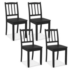 Tangkula Wood Dining Chair Set Of 4 W/ Rubber Wood Legs Curved Backrest For Kitchen -Tangkula GUEST 974e4e59 5f8e 4cbc 8ccd 91c1469e3286