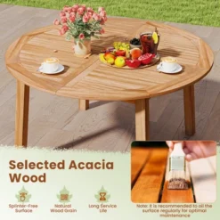 Tangkula Round Patio Dining Table Acacia Wood Outdoor Dining Table W/ 2" Umbrella Hole -Tangkula GUEST 975c26fc bcac 4007 aceb 0ea5f597a7e1