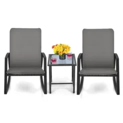 Tangkula 3PCS Rattan Bistro Rocking Chair Set Patio Furniture Set W/ Cushions 19 Tangkula 3PCS Rattan Bistro Rocking Chair Set Patio Furniture Set W/ Cushions -Tangkula GUEST 97605fd8 ec69 40d0 8b20 4a913f0a14c9