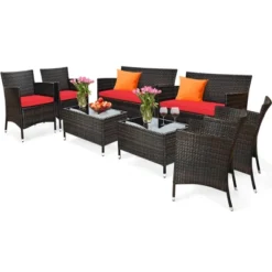 Tangkula 8PCS Patio Rattan Conversation Furniture Set Outdoor W/ Cushion -Tangkula GUEST 97c12e8e 8829 4bf3 81b8 639f8a016e6d