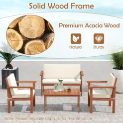 Tangkula 4 Pieces Patio Furniture Set Acacia Wood Porch Chairs W/ Table 16 Tangkula 4 Pieces Patio Furniture Set Acacia Wood Porch Chairs W/ Table -Tangkula GUEST 97d5f8bc 23ea 4cfc b3c0 3340dbd3180b 1
