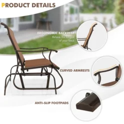 Tangkula 2-Person Outdoor Glider Chair Patio Rocking Lounge Chair W/ Breathable Fabric -Tangkula GUEST 97ea01d5 d313 45fe 9195 6f4b5603f237