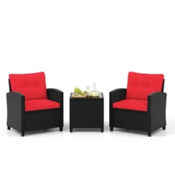 Tangkula 3 PCS Patio Furniture Set W/Tempered Glass Coffee Table Washable Cushions -Tangkula GUEST 97eb3438 dd29 45ff 8daf 4a214a38de96