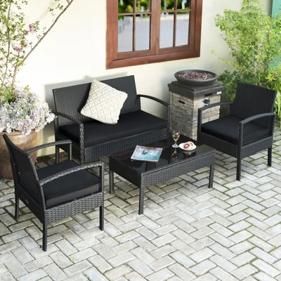 Tangkula Set Of 8 Wicker Patio Conversation Furniture Set Outdoor Rattan Chair And Table Set Patio Furniture Sets W/ Coffee Table & Washable Cushions 2 Tangkula Set Of 8 Wicker Patio Conversation Furniture Set Outdoor Rattan Chair And Table Set Patio Furniture Sets W/ Coffee Table & Washable Cushions - Image 2