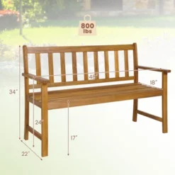 Tangkula 2-Person Outdoor Bench Patio Wooden Bench With Ergonomic Backrest & Armrests All-weather Acacia Wood Frame 48"x 22" 17 Tangkula 2-Person Outdoor Bench Patio Wooden Bench With Ergonomic Backrest & Armrests All-weather Acacia Wood Frame 48"x 22" -Tangkula GUEST 98ff131a 4c0e 4c28 86bf fc711a3a9639