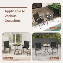 Tangkula 3-Piece Outdoor Bar Set Counter Height Patio Bistro Furniture Set W/ DPC Tabletop & Umbrella Hole -Tangkula GUEST 996641e5 1c44 447a 9a35 2a3f86995002