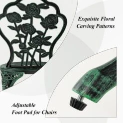 Tangkula Rose Design Bistro Set Antique Aluminum Bench Patio Garden Chair For Outdoor Green 12 Tangkula Rose Design Bistro Set Antique Aluminum Bench Patio Garden Chair For Outdoor Green -Tangkula GUEST 9968d78f efbc 44b5 a27f 1a5e23e03984 1