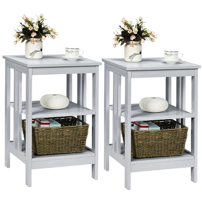 Tangkula 2PCS 3-tier Side Table Nightstand Sofa End Table Storage Display Shelf 13 Tangkula 2PCS 3-tier Side Table Nightstand Sofa End Table Storage Display Shelf - Image 13