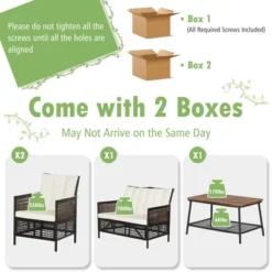 Tangkula 4PCS Cushioned Patio PE Wicker Conversation Furniture Set W/ Acacia Wood Tabletop -Tangkula GUEST 998503e6 3cc3 4f60 b9cf b9cf1d5e605c