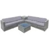 Tangkula Set Of 8 Gray Rattan Wicker Sofa & Table Outdoor Cushioned Sectional Patio Furniture
