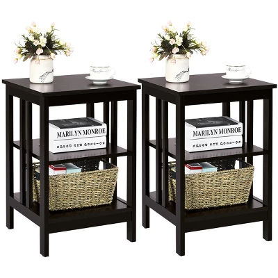 Tangkula 2PCS 3-tier Side Table Nightstand Sofa End Table Storage Display Shelf 12 Tangkula 2PCS 3-tier Side Table Nightstand Sofa End Table Storage Display Shelf - Image 12