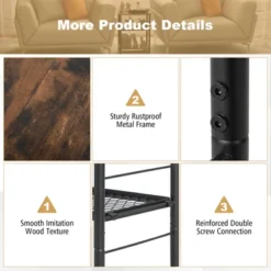 Tangkula 3-Tier Industrial Side Table Nightstand With Removable Mesh Metal Shelf Adjustable Leveling Foot Pads End Table -Tangkula GUEST 9a351dcf db3d 44f3 bead ab8e19c3128a