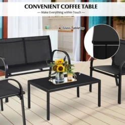 Tangkula 4PCS Furniture Set Chairs And Coffee Table Patio Garden Black -Tangkula GUEST 9a49ce5d 371f 42f9 b5d2 cbe8a8c00249