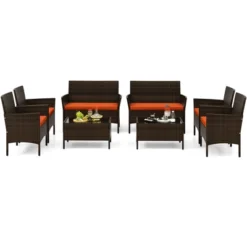 Tangkula Set Of 8 Furniture Set W/ Washable Cushions & Tempered Glass Coffee Table -Tangkula GUEST 9ac99022 127d 4af9 bbea 0b480a7a7fb9