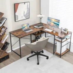Tangkula Large L-shaped Computer Desk 60” Convertible Corner Desk With 4 Storage Shelves 95” 2-Person Long Study Writing Workstation Black/Rustic Brown/Natural/Grey 15 Tangkula Large L-shaped Computer Desk 60” Convertible Corner Desk With 4 Storage Shelves 95” 2-Person Long Study Writing Workstation Black/Rustic Brown/Natural/Grey -Tangkula GUEST 9ae37290 e7d9 4867 afc8 12868857af13
