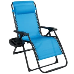 Tangkula Oversized Zero Gravity Lounge Chair Folding Recliner W/ Cup Holder & Pillow Blue -Tangkula GUEST 9af0ddcd e856 47c2 82ce c285eaf37166