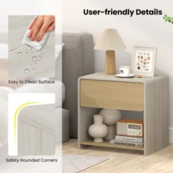 Tangkula 2 PCS Modern Style Nightstand 2-Tier Sofa Side Bedside Table W/ Drawer & Open Shelf -Tangkula GUEST 9b09954a 4596 4378 9a5d e6fe29b0b91f