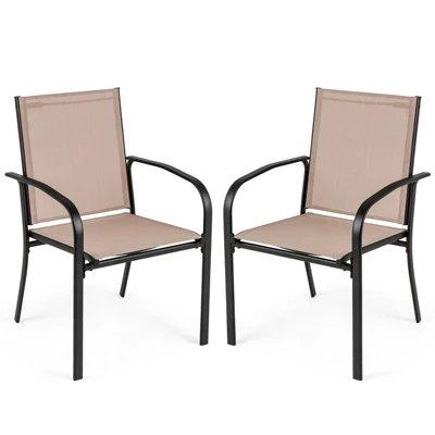 Tangkula Outdoor Dining Chairs Set Of 4 W/ Breathable Fabric Armrests High Back 9 Tangkula Outdoor Dining Chairs Set Of 4 W/ Breathable Fabric Armrests High Back - Image 9