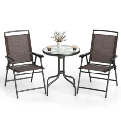 Tangkula 3 Pieces Bistro Set Outdoor Furniture Set W/Tempered Glass Table Umbrella Hole Quick-dry Fabric -Tangkula GUEST 9b26ddfa a7e7 4aed 8f76 717f859511a3
