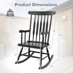 Tangkula Wooden Rocking Chair Single Rocker Indoor Garden Patio Yard Black -Tangkula GUEST 9c187ca2 097a 4ef6 ad29 7dc6c0221a1c