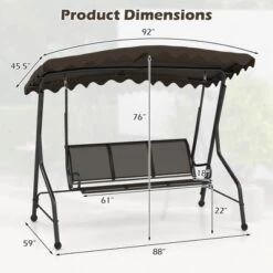 Tangkula 3-Seat Outdoor Swing, Porch Canopy Swing W/ Adjustable Shading Breathable Seat -Tangkula GUEST 9c44f074 6ad0 41bc 968a 30f870df3db1