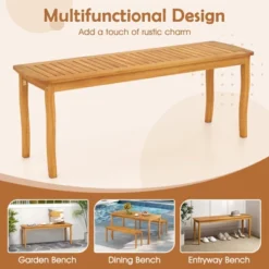 Tangkula 2PCS 47" Long Patio Dining Bench W/ Slatted Seat Backless Wooden Picnic Bench -Tangkula GUEST 9c5a4fb0 9da0 4107 9517 5f7664c5d0db