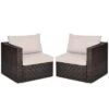 Tangkula 4PCS Rattan Corner Sofa Set Patio Outdoor Furniture Set W/ Beige Cushions