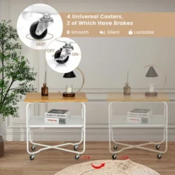 Tangkula 2-Tier Folding Rolling Cart Kitchen Utility Cart Tool-Free Installing -Tangkula GUEST 9d3029cd 3f15 4e81 8414 9349d425b78a