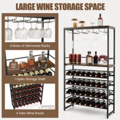 Tangkula 32 Bottles Drinks Rack Rustic Drinks Storage Holder Freestanding W/ Glass Holder 14 Tangkula 32 Bottles Drinks Rack Rustic Drinks Storage Holder Freestanding W/ Glass Holder -Tangkula GUEST 9d7482c9 c2f0 4d68 a75b bf327f86158e