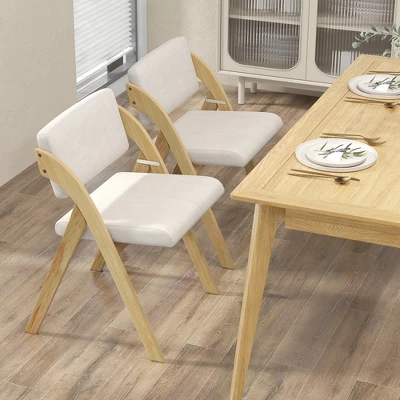 Tangkula Set Of 2 Dining Chairs Folding Kitchen Chair W/ Rubber Wood Legs Padded Seat 3 Tangkula Set Of 2 Dining Chairs Folding Kitchen Chair W/ Rubber Wood Legs Padded Seat - Image 3