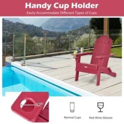 Tangkula 2PCS Patio Folding Adirondack Chair Weather Resistant Cup Holder Yard Red -Tangkula GUEST 9dc4d416 38f2 4b8a be55 28f0b2f3751a