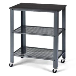 Tangkula Kitchen Utility Cart Industrial Coffee End Table W/Wheels Black/Silver -Tangkula GUEST 9ddec2e6 ad08 464e b01c 2f104653207e