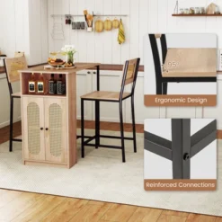 Tangkula 3 PCS Bar Table And Chairs Set W/ 2 Bar Stools & Storage Shelves Backrests 12 Tangkula 3 PCS Bar Table And Chairs Set W/ 2 Bar Stools & Storage Shelves Backrests -Tangkula GUEST 9dfa98be 6ef4 4f79 98c0 265214fdcd1c