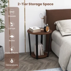 Tangkula Industrial End Table Sofa Side Table Set Ot 2 Nightstand W/ Storage Shelf -Tangkula GUEST 9eda9f01 7558 44e4 88fd 5682e46a0058