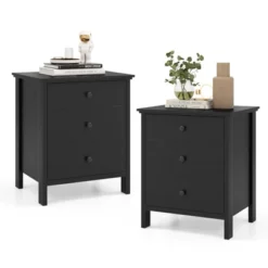 Tangkula 2-Piece 3Drawers Modern Nightstand Bedside Table Wooden End Table Black/White 16 Tangkula 2-Piece 3Drawers Modern Nightstand Bedside Table Wooden End Table Black/White -Tangkula GUEST 9f63d539 673b 421b 9e45 57f8b5f39357