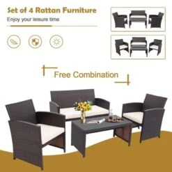 Tangkula 8PCS Outdoor Patio Furniture Sets Weather-Resistant Rattan Sofas W/ Soft Cushion White -Tangkula GUEST 9ffddb02 8bc5 4944 a038 70b71669fb63