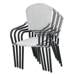 Tangkula 5PCS Rattan Patio Dining Set All Weather Square Folding Table & 4 Stackable Chairs Set W/Tempered Glass Tabletop -Tangkula GUEST a00833d5 fa1a 4bc9 bd0b 949ddec2abbc 1