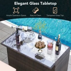 Tangkula 3 Pieces Patio Bar Set PE Wicker Outdoor Bar Table & Stools Set W/ Removable Cushions -Tangkula GUEST a00aaead 1501 4bc9 91d1 08a9d0a6e51e