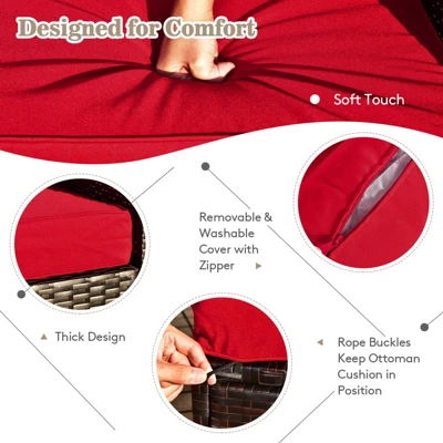 Tangkula 9 Pieces Furniture Set W/ 50,000 BTU Propane Fire Pit Table Patio Red 4 Tangkula 9 Pieces Furniture Set W/ 50,000 BTU Propane Fire Pit Table Patio Red - Image 4