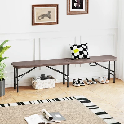 Tangkula 2PCS 6 Ft Plastic Folding Bench Portable Fold-in-Half Seat W/ 1320 LBS Capacity Gray 3 Tangkula 2PCS 6 Ft Plastic Folding Bench Portable Fold-in-Half Seat W/ 1320 LBS Capacity Gray - Image 3