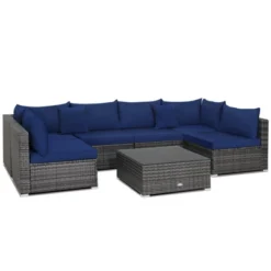 Tangkula 7PCS Patio Rattan Sectional Sofa Set Outdoor Furniture Set W/ Cushions -Tangkula GUEST a0708c41 9a6e 4512 89d6 1d3cac01a935