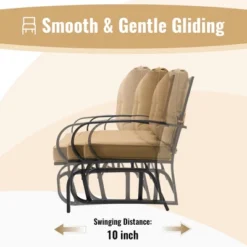 Tangkula 2-Person Outdoor Patio Glider Bench Swing Seat Bench W/ Seat & Back Cushions -Tangkula GUEST a09e25e4 d281 4e97 8c9f 1ac277656755