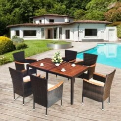 Tangkula 7pcs Patio Rattan Dining Set 6 Stackable Cushioned Chairs Patio -Tangkula GUEST a0b212ea 3923 470c 88f8 4d1b58c3503c