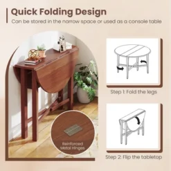 Tangkula 36" Foldable Kitchen Table Round Dining Table W/Solid Rubber Wood Legs -Tangkula GUEST a0ec8553 67fa 42fe 91d3 e17fdc53ceb6