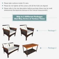 Tangkula 4PCS Rattan Patio Furniture Set Acacia Wood Outdoor Conversation Set W/ Cushions -Tangkula GUEST a0fb2e87 89a7 4307 b4e9 cc6649770b2d