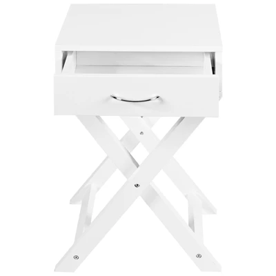 Tangkula Modern Versatile Nightstand X-shape Wooden End Table With Drawer Accent Side Table For Bedroom Black/White 7 Tangkula Modern Versatile Nightstand X-shape Wooden End Table With Drawer Accent Side Table For Bedroom Black/White - Image 7
