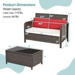 Tangkula 2PCS Patio Rattan Furniture Set Loveseat W/Coffee Table For Garden Porch Backyard Brown 16 Tangkula 2PCS Patio Rattan Furniture Set Loveseat W/Coffee Table For Garden Porch Backyard Brown -Tangkula GUEST a16de252 c527 4f15 8a7a 33afbe55e122