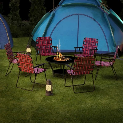 Tangkula Set Of 4 Patio Folding Web Chair Set Portable Beach Camping Chair Red 2 Tangkula Set Of 4 Patio Folding Web Chair Set Portable Beach Camping Chair Red - Image 2