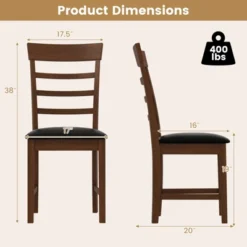 Tangkula Wooden Dining Chair Set Of 2 Pu Leather Upholstered Kitchen Chairs W/ Padded Seat -Tangkula GUEST a1fe9fc8 937f 45c7 96bd 08a2f01aebf3