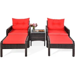 Tangkula 5-Piece Patio Rattan Conversation Set Cushioned Sofas And Ottoman Set With Table -Tangkula GUEST a234030a 4c3f 4840 9e8d 31f9728e3cf0